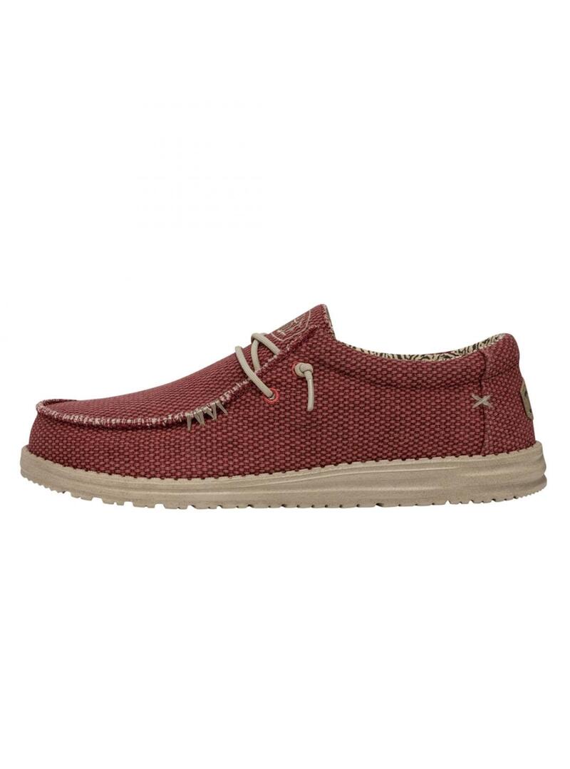 Zapato Hombre Hey Dude Wally Braided Rojo