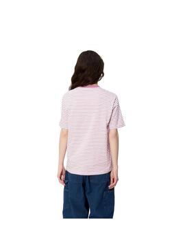 Camiseta Mujer Carhartt WIP Collen Rayas Rosa Blan