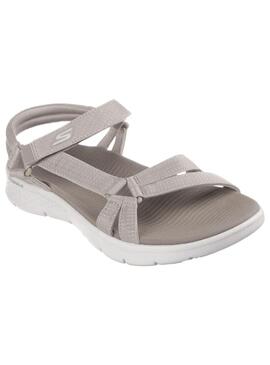 Sandalia Mujer Skechers Go Walk Flex Beige