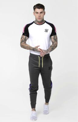 Camiseta Hombre SikSilk Raglan Panel Fade Blanca