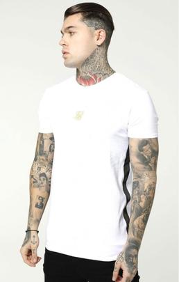 Camiseta Hombre SikSilk Side Tape Blanca