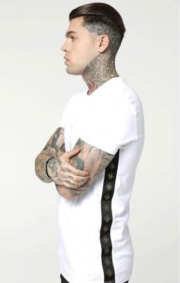 Camiseta Hombre SikSilk Side Tape Blanca