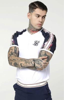 Camiseta Hombre SikSilk Starlite Raglan Blanca/Azu