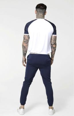 Camiseta Hombre SikSilk Starlite Raglan Blanca/Azu