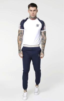 Camiseta Hombre SikSilk Starlite Raglan Blanca/Azu