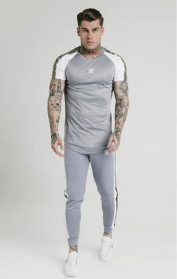 Camiseta Hombre SikSilk Taped Contrast Gris