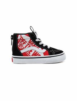 Zapatilla Baby Vans Sk8-hi Zip Negra Roja