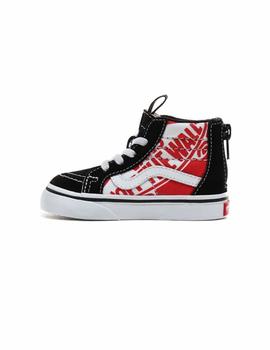 Zapatilla Baby Vans Sk8-hi Zip Negra Roja