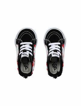 Zapatilla Baby Vans Sk8-hi Zip Negra Roja