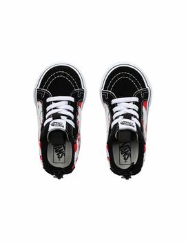 Zapatilla Baby Vans Sk8-hi Zip Negra Roja