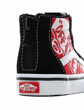 Zapatilla Baby Vans Sk8-hi Zip Negra Roja