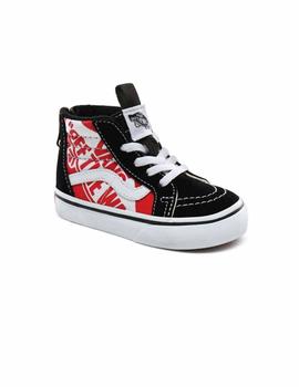 Zapatilla Baby Vans Sk8-hi Zip Negra Roja