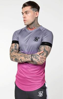 Camiseta Hombre SikSilk Fade Out Gris/Rosa