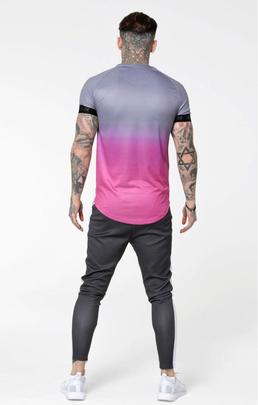 Camiseta Hombre SikSilk Fade Out Gris/Rosa