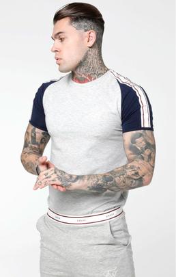 Camiseta Hombre SikSilk Raglan Gym Gris