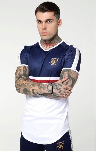 Camiseta SikSilk Tape Gym Azul Roja Blanca