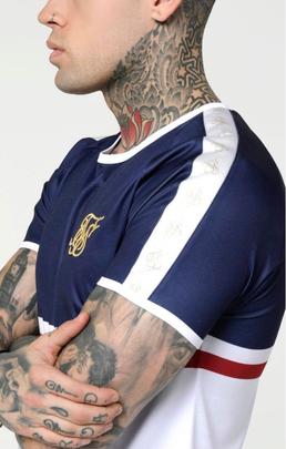 Camiseta Hombre SikSilk Tape Gym Azul Roja Blanca