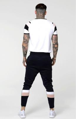 Camiseta Hombre SikSilk Spint Gym Blanca Rosa Azul