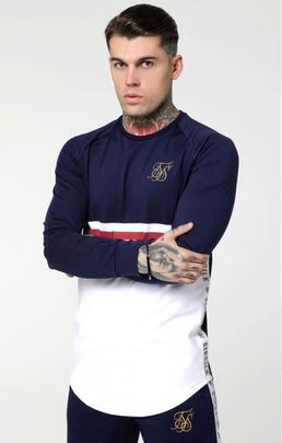 Camiseta Hombre SikSilk Crew Azul Blanca