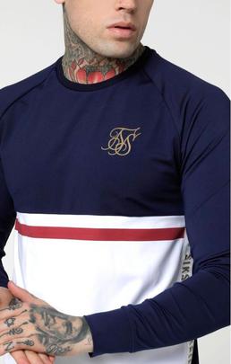 Camiseta Hombre SikSilk Crew Azul Blanca