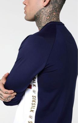 Camiseta Hombre SikSilk Crew Azul Blanca