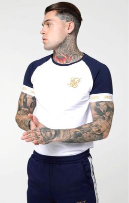 Camiseta Hombre SikSilk Tech Marino Blanco