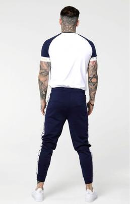 Camiseta Hombre SikSilk Tech Marino Blanco