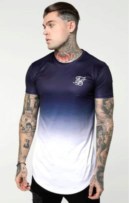 Camiseta Hombre SikSilk Curved Hem Marino Blanco