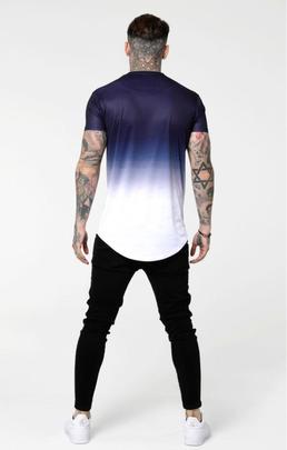 Camiseta Hombre SikSilk Curved Hem Marino Blanco