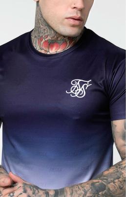 Camiseta Hombre SikSilk Curved Hem Marino Blanco