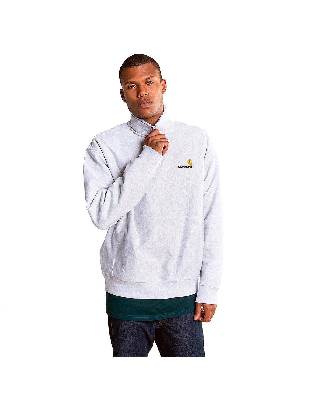 Sudadera Carhartt Wip Half Zip American Script marrón hombre