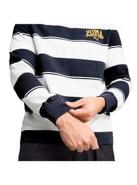 Sudadera Hombre Puma Class Rayas Blanca Marino
