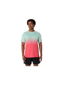 Camiseta Hombre Asics Seamless Azul Rojo