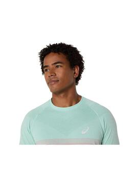 Camiseta Hombre Asics Seamless Azul Rojo