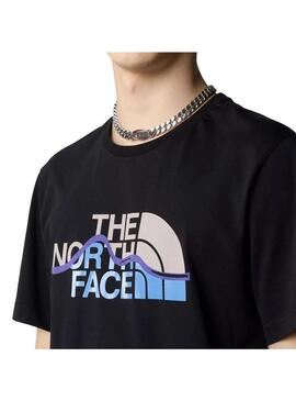 Camiseta Hombre The North Face Mountain Line Negro Azul Beig