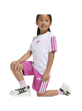 Conjunto Niña adidas 3S Blanco/Fucsia