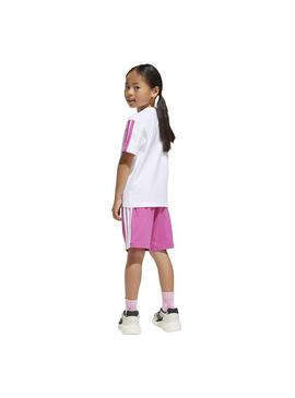 Conjunto Niña adidas 3S Blanco/Fucsia