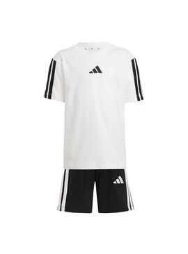 Conjunto Niño/a adidas 3 Stripes Blanco/Negro