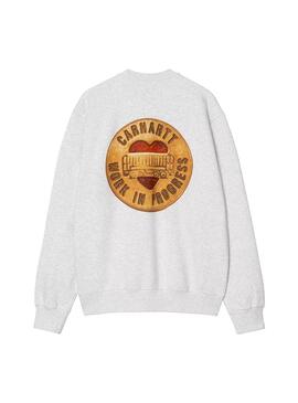 Sudadera Hombre Carhartt WIP Button Gris