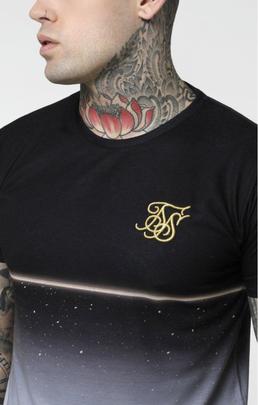 Camiseta Hombre SikSilk Gold Fleck Curved Hem Negr