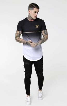 Camiseta Hombre SikSilk Gold Fleck Curved Hem Negr