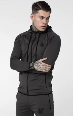 Chaqueta Hombre SikSilk Cartel Zip Gris& Negra