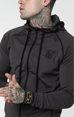 Chaqueta Hombre SikSilk Cartel Zip Gris& Negra