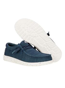 Zapato Hombre Hey Dude Wally Stertch Azul Marino