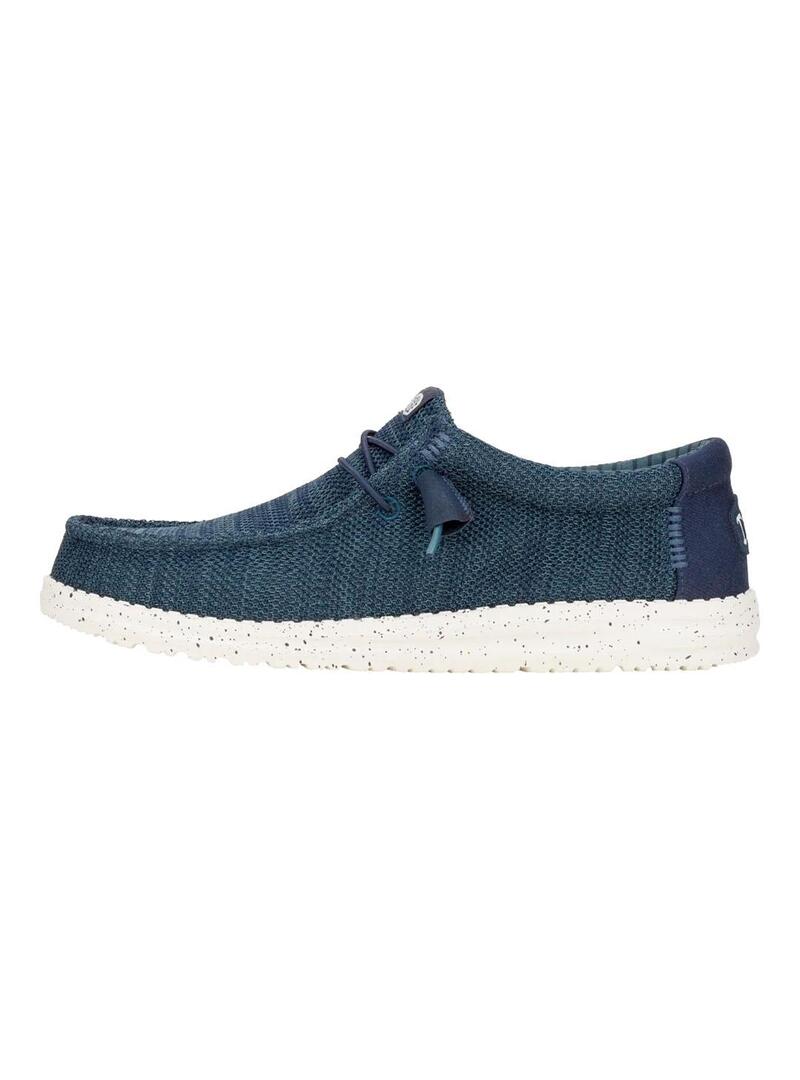 Zapato Hombre Hey Dude Wally Stertch Azul Marino