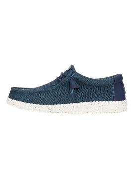 Zapato Hombre Hey Dude Wally Stertch Azul Marino