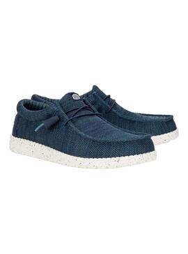 Zapato Hombre Hey Dude Wally Stertch Azul Marino
