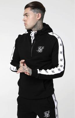 Sudadera Hombre SikSilk Zip Negra & Blanca