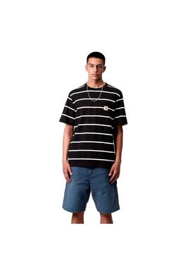 Camiseta Hombre Carhartt WIP Aiken Pocket Rayas Negras