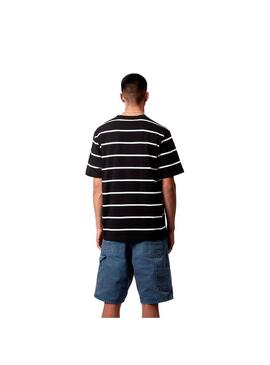 Camiseta Hombre Carhartt WIP Aiken Pocket Rayas Negras